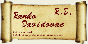 Ranko Davidovac vizit kartica